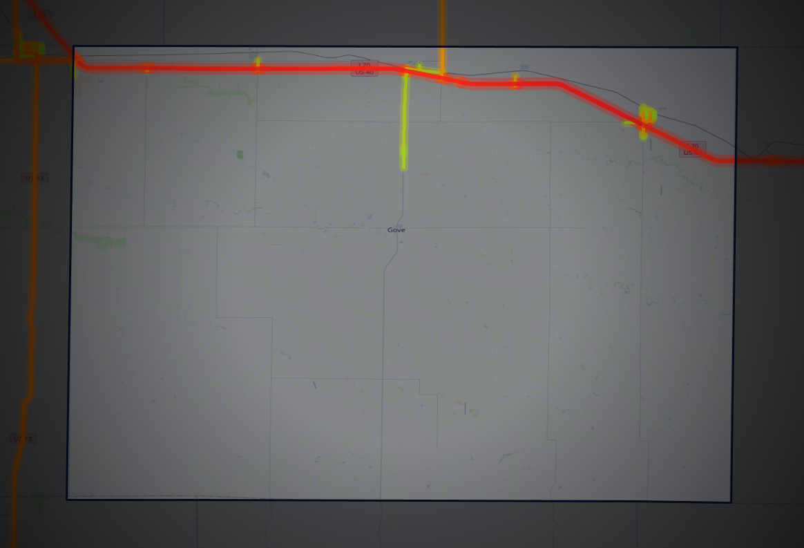 Traffic map of Gove, Kansas