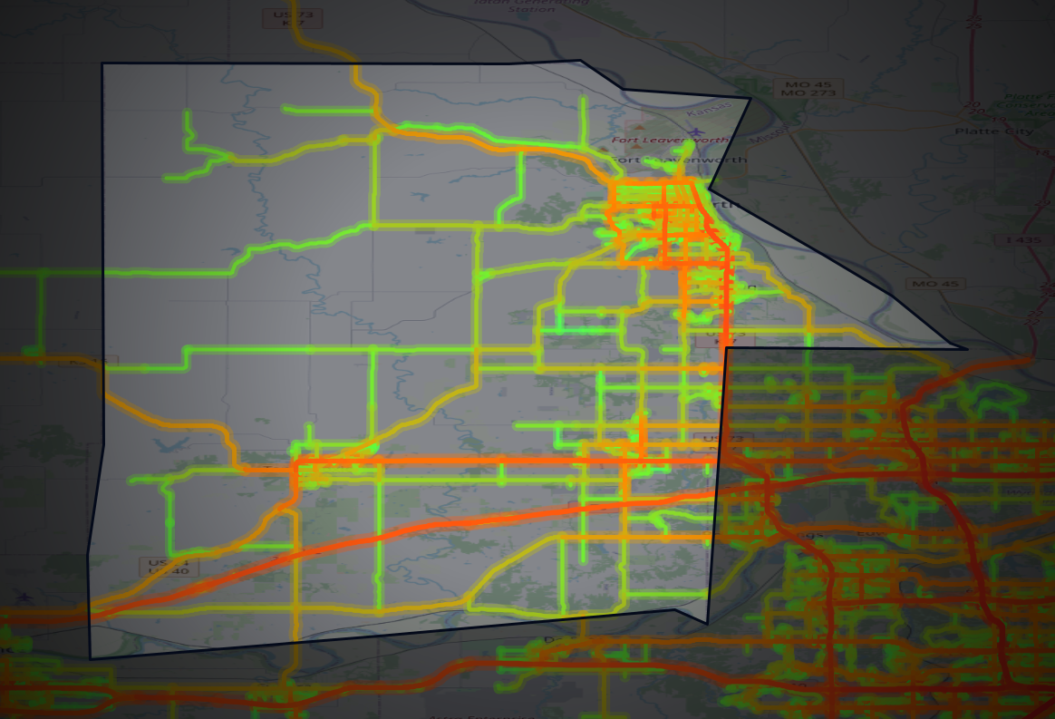 Traffic map of Leavenworth, Kansas