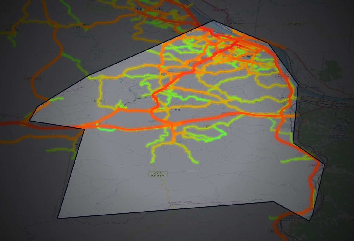 Traffic map of Boyd, Kentucky