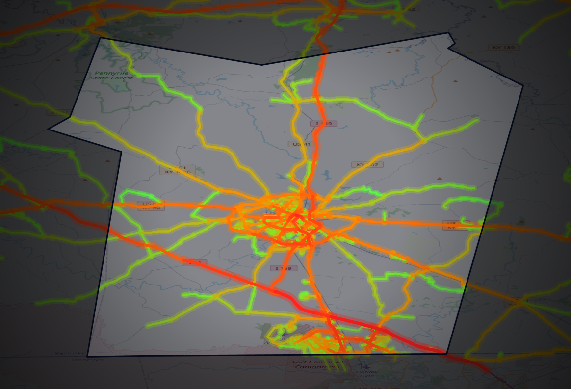 Traffic map of Christian, Kentucky