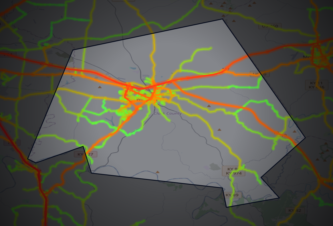 Traffic map of Clark, Kentucky