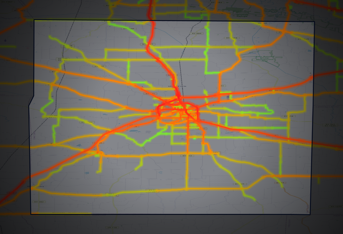 Traffic map of Graves, Kentucky