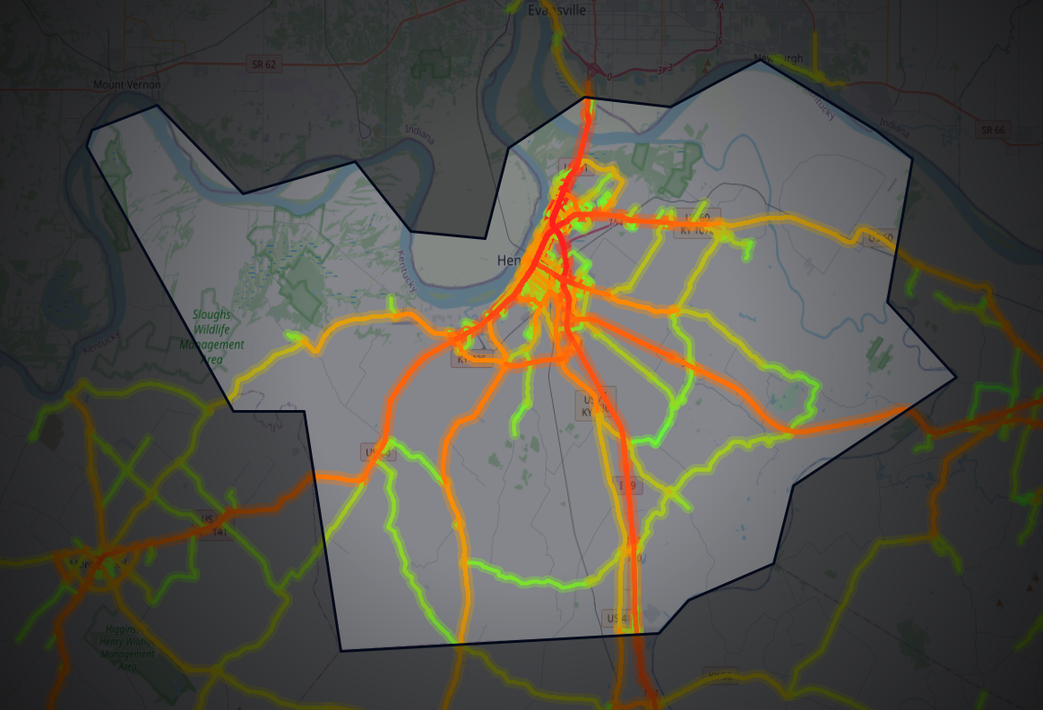 Traffic map of Henderson, Kentucky
