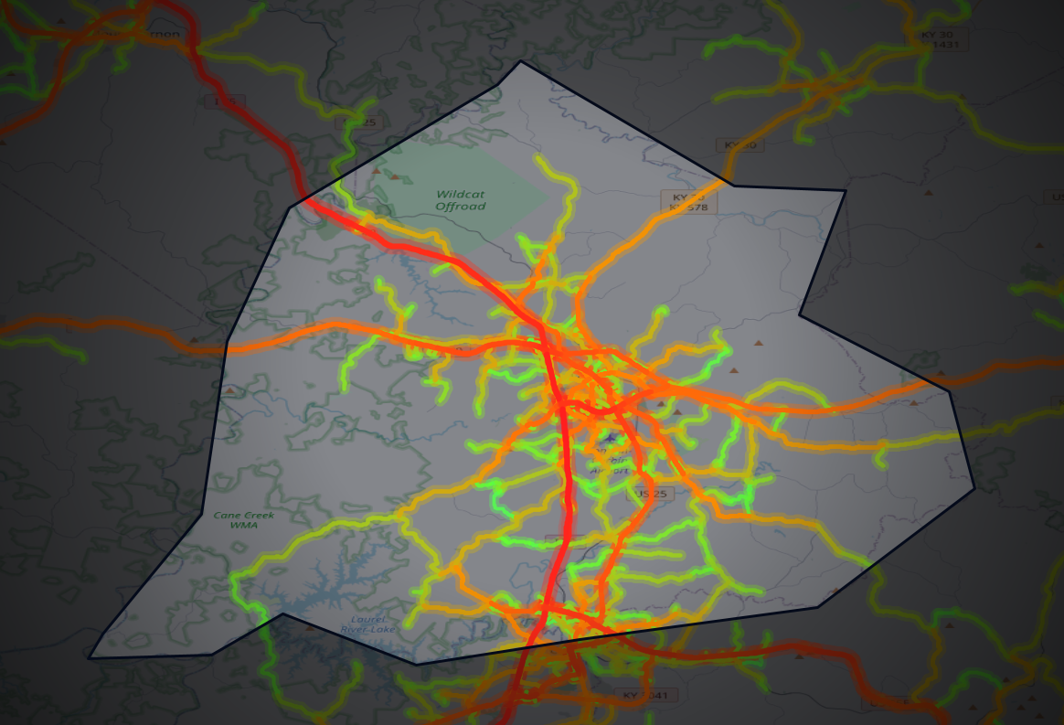 Traffic map of Laurel, Kentucky