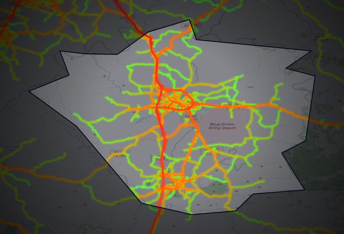 Traffic map of Madison, Kentucky