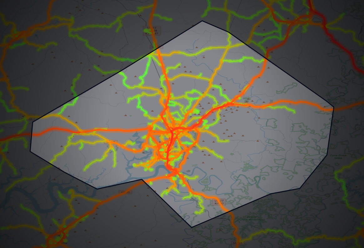Traffic map of Pulaski, Kentucky