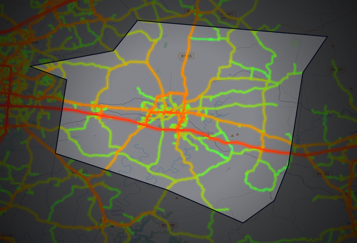 Traffic map of Shelby, Kentucky