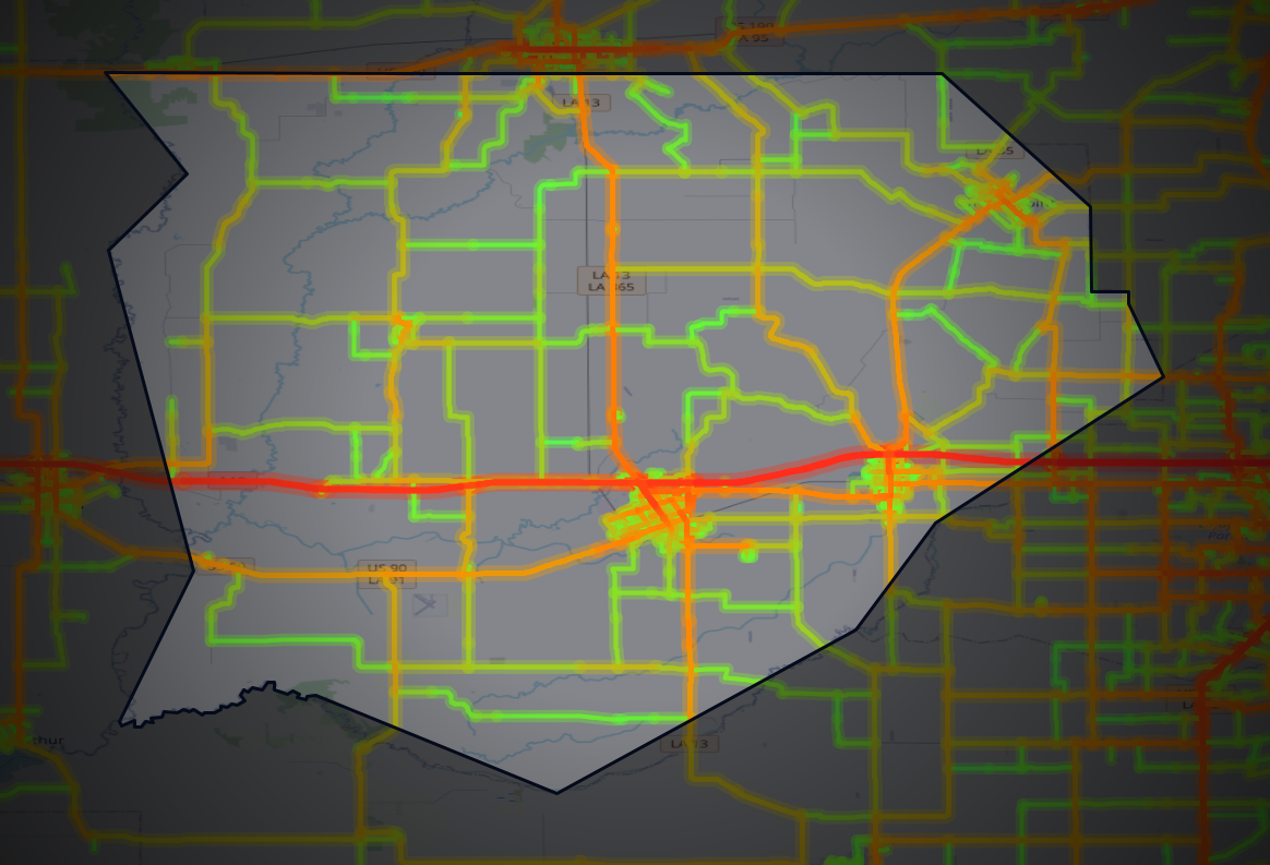 Traffic map of Acadia, Louisiana