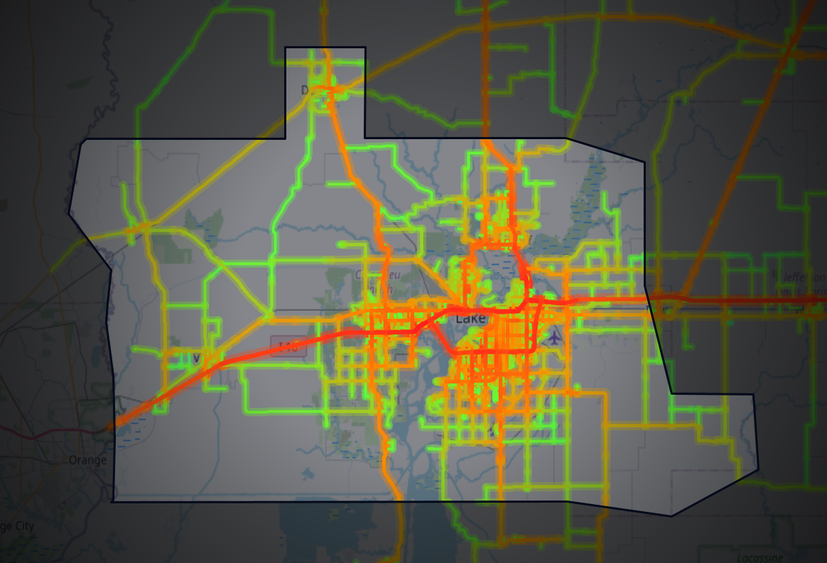 Traffic map of Calcasieu, Louisiana