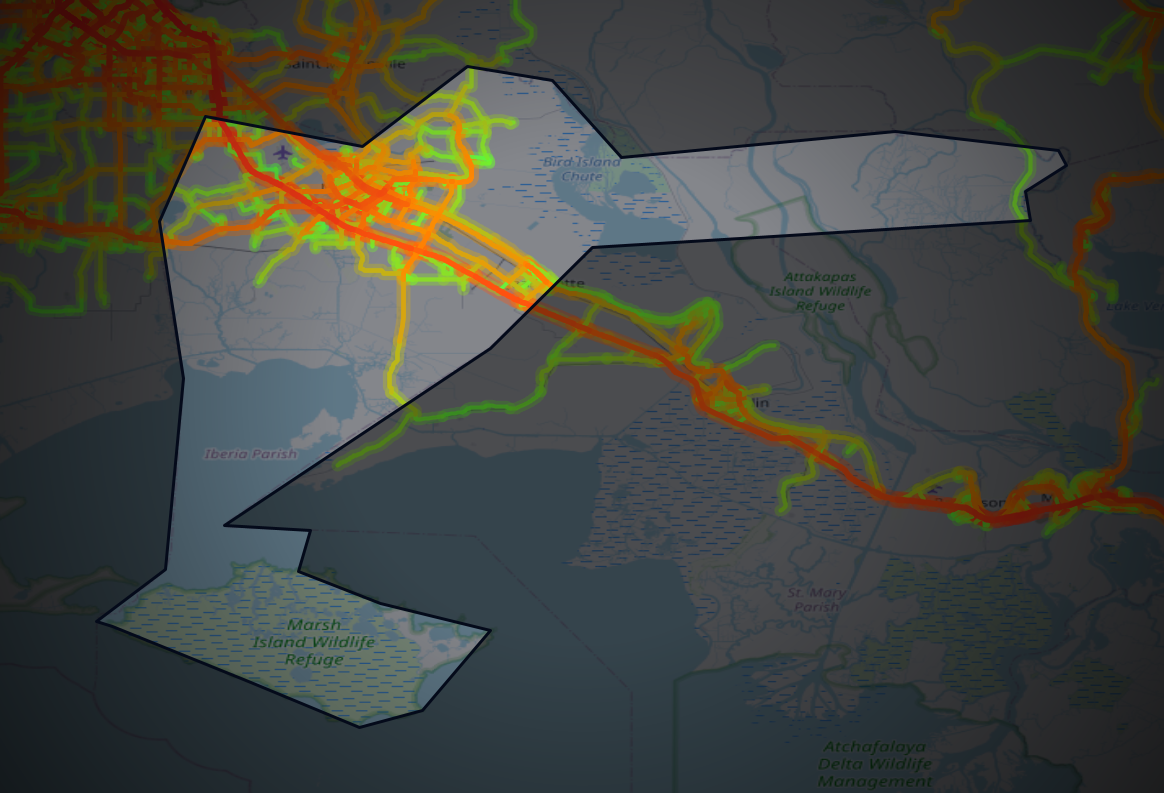 Traffic map of Iberia, Louisiana