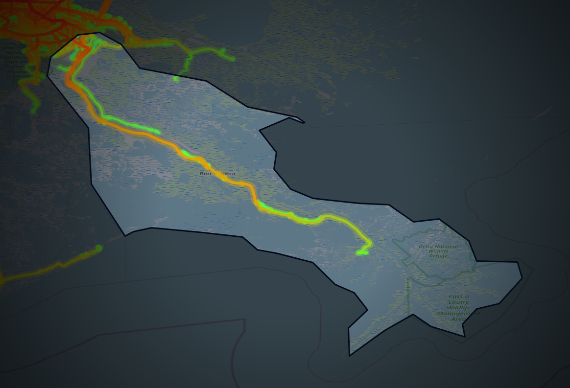 Traffic map of Plaquemines, Louisiana
