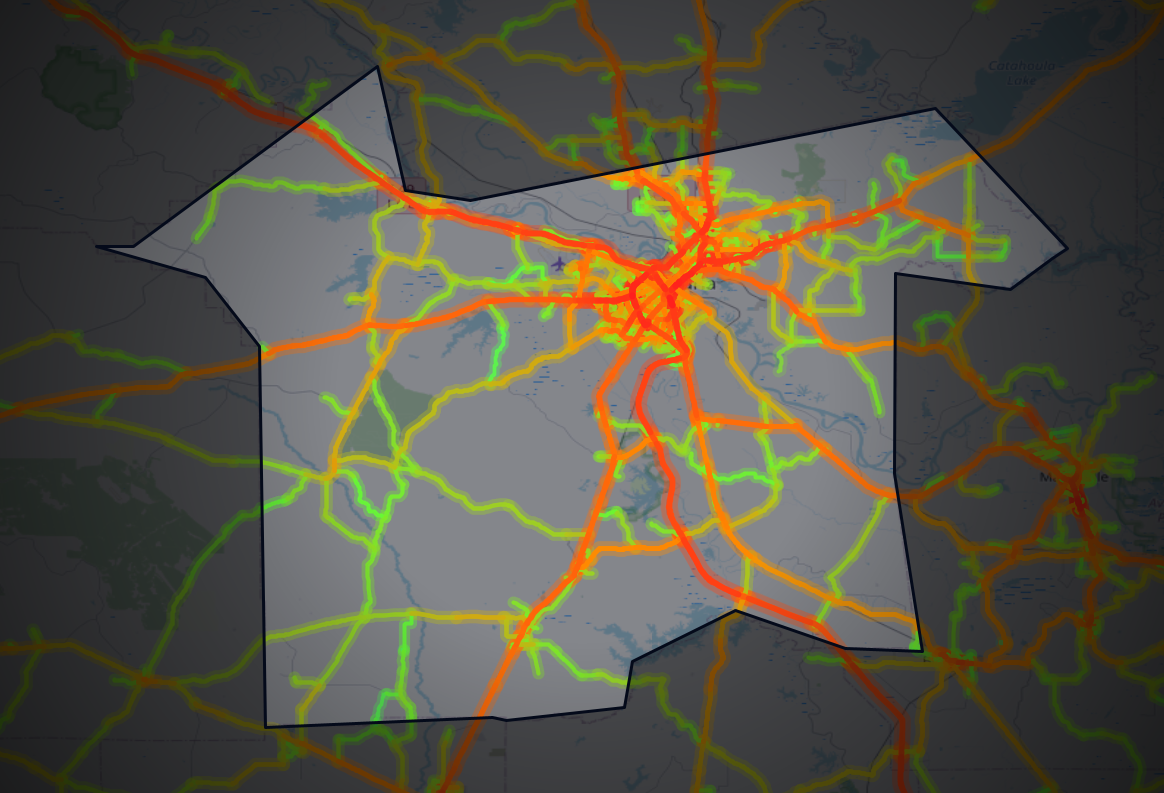 Traffic map of Rapides, Louisiana