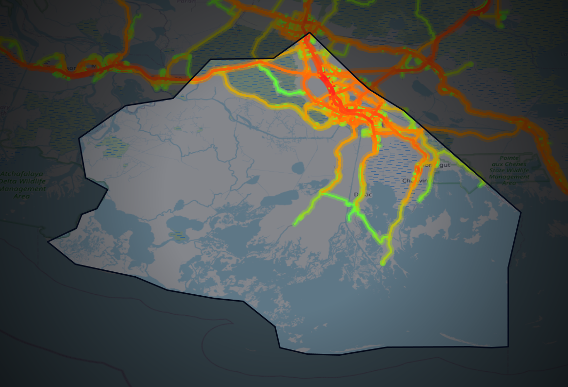 Traffic map of Terrebonne, Louisiana