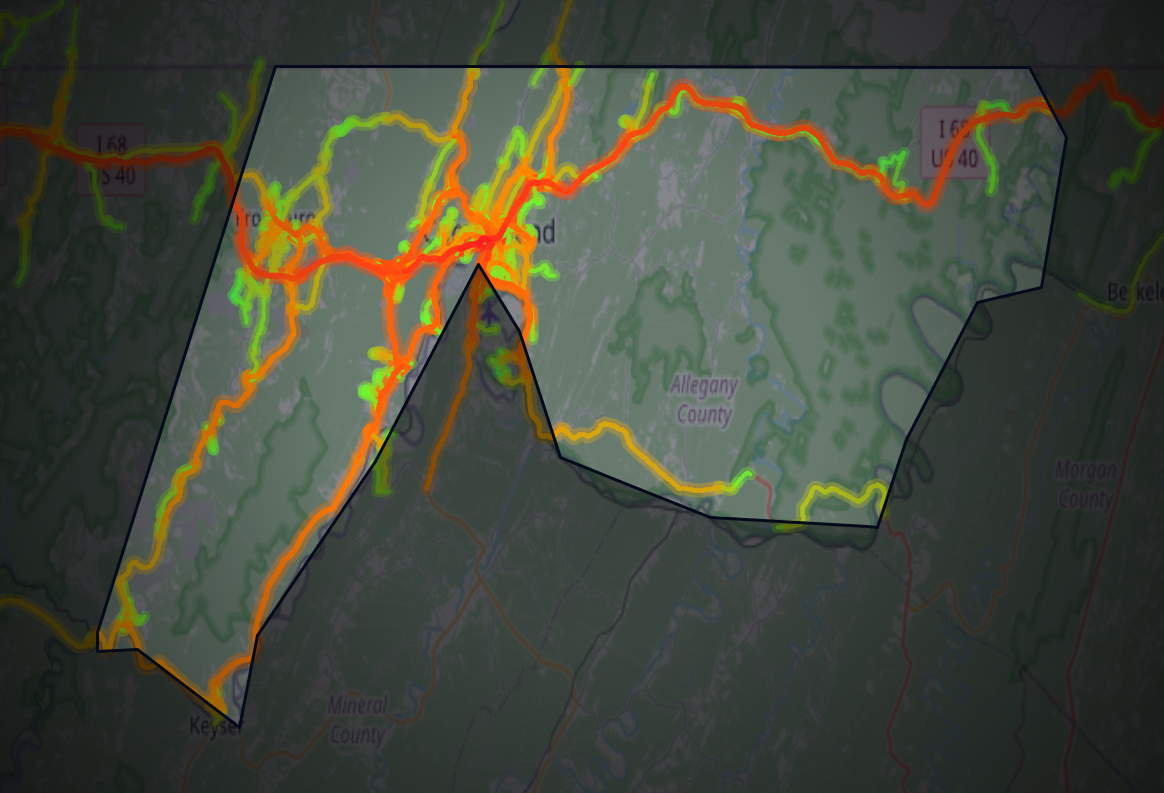 Traffic map of Allegany, Maryland