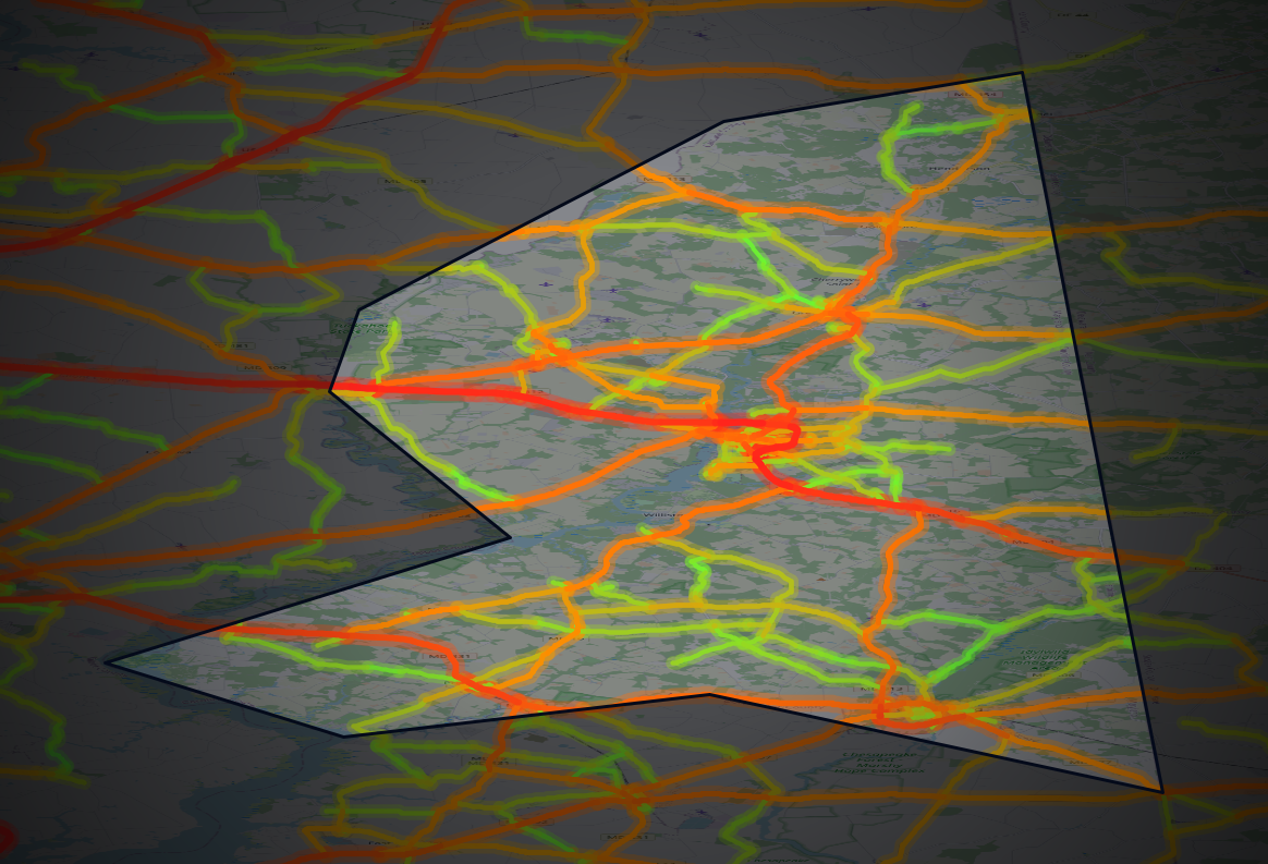 Traffic map of Caroline, Maryland