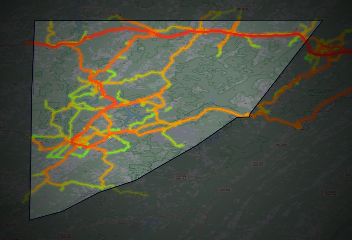 Traffic map of Garrett, Maryland