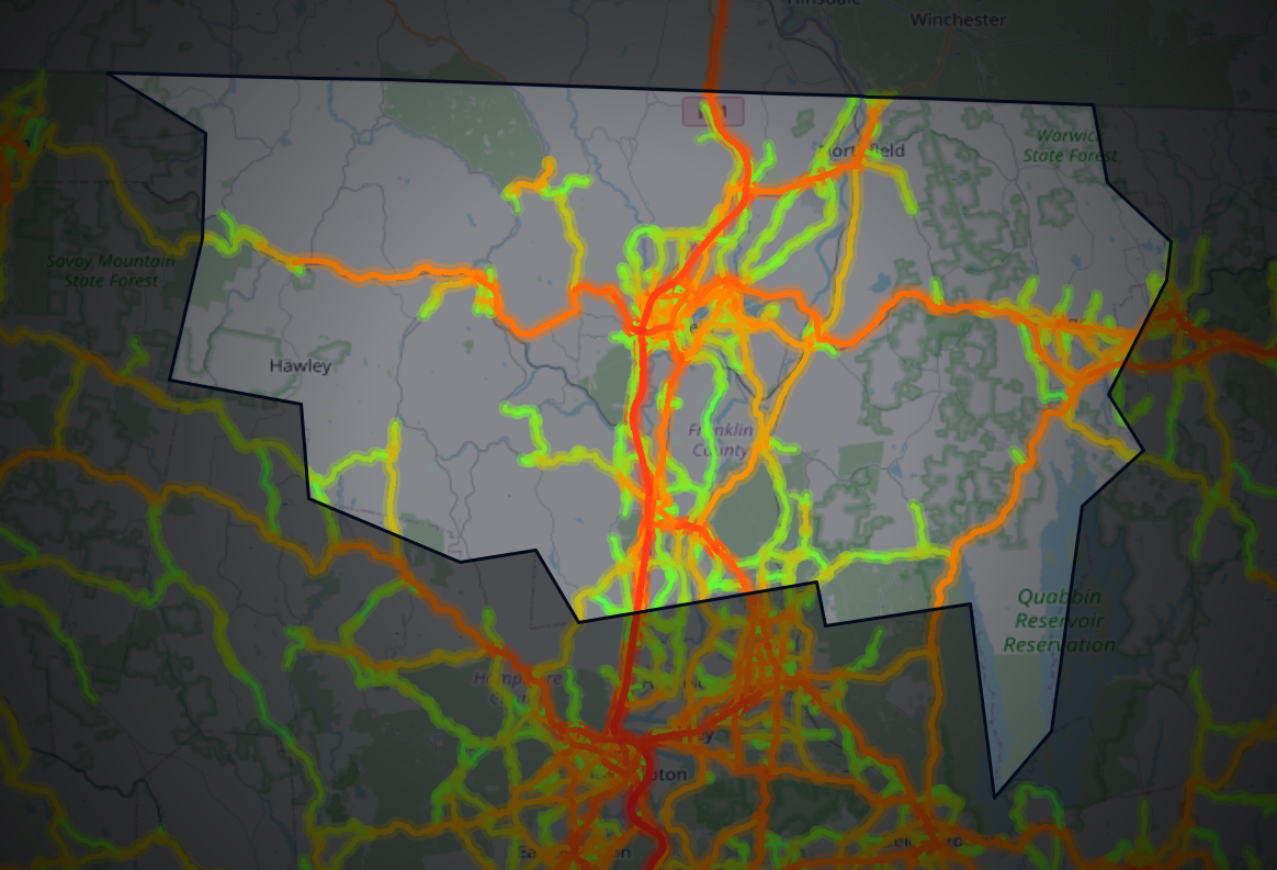 Traffic map of Franklin, Massachusetts