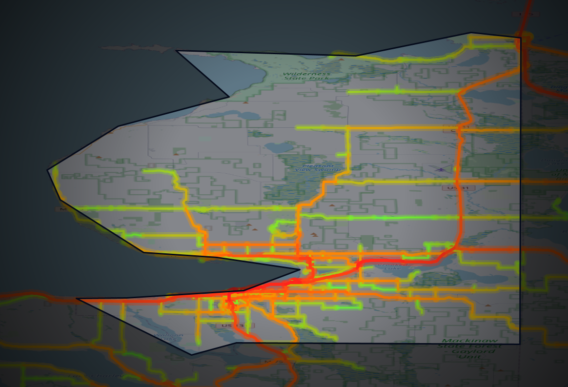 Traffic map of Emmet, Michigan