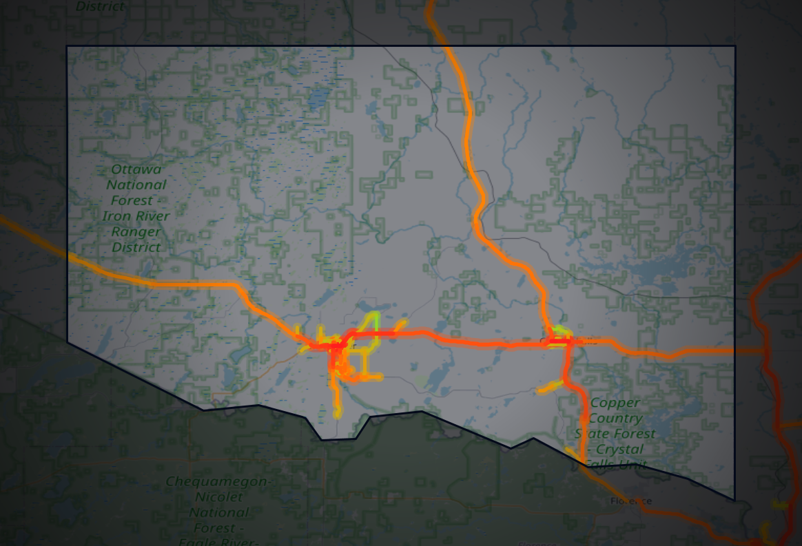 Traffic map of Iron, Michigan