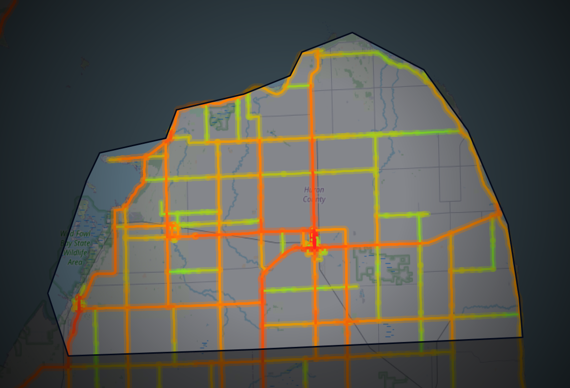 Traffic map of Huron, Michigan