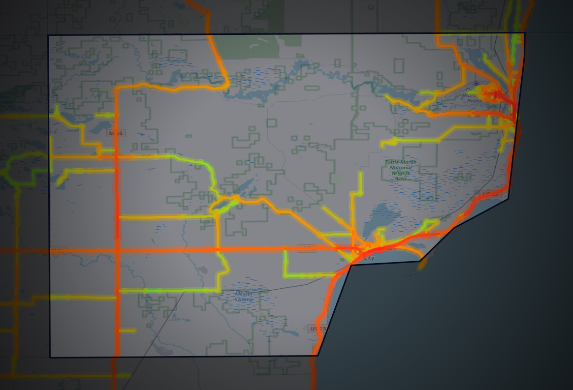 Traffic map of Iosco, Michigan