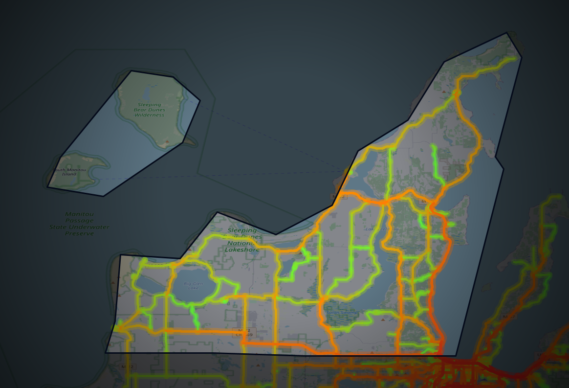 Traffic map of Leelanau, Michigan