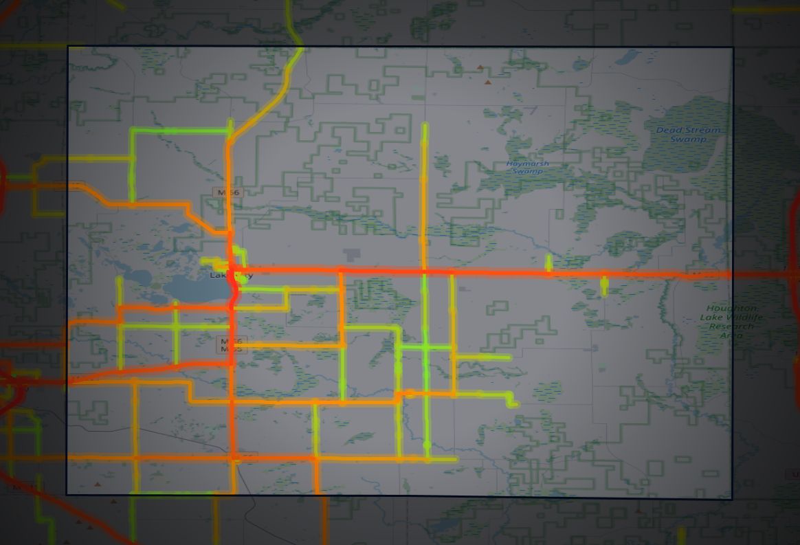 Traffic map of Missaukee, Michigan