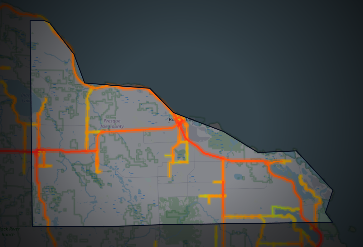 Traffic map of Presque Isle, Michigan