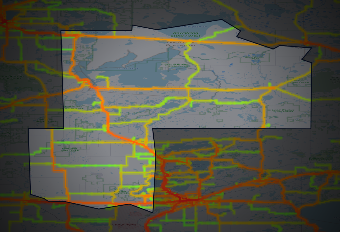 Traffic map of Cass, Minnesota