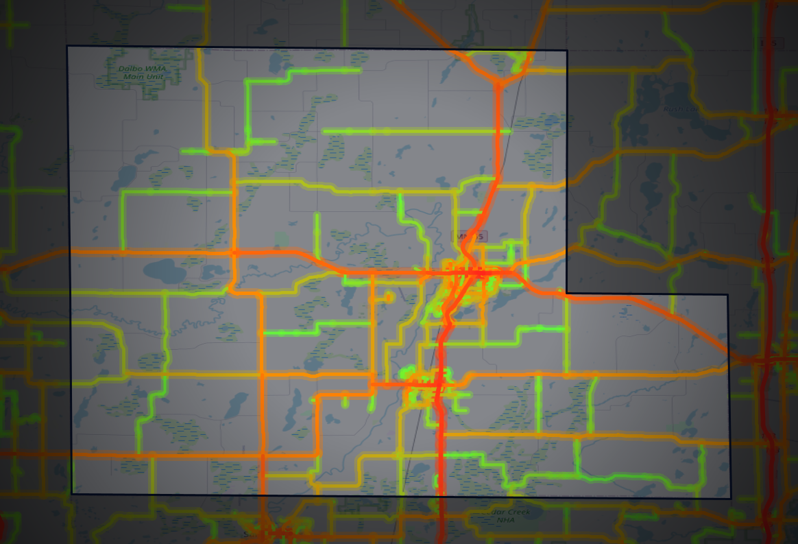 Traffic map of Isanti, Minnesota