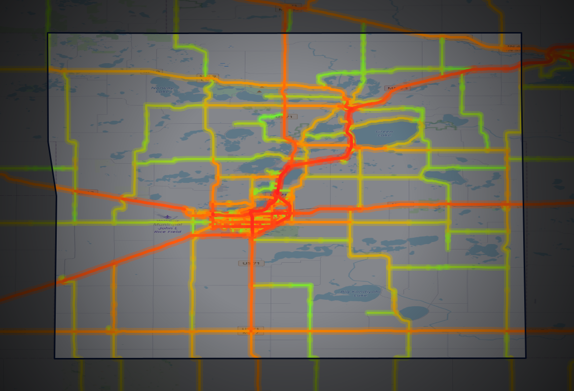 Traffic map of Kandiyohi, Minnesota