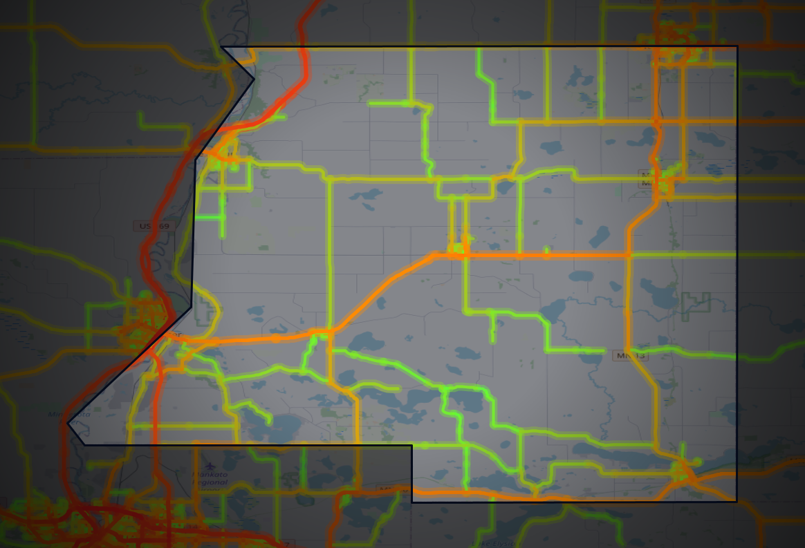 Traffic map of Le Sueur, Minnesota