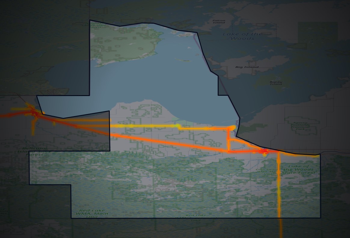 Traffic map of Lake of the Woods, Minnesota