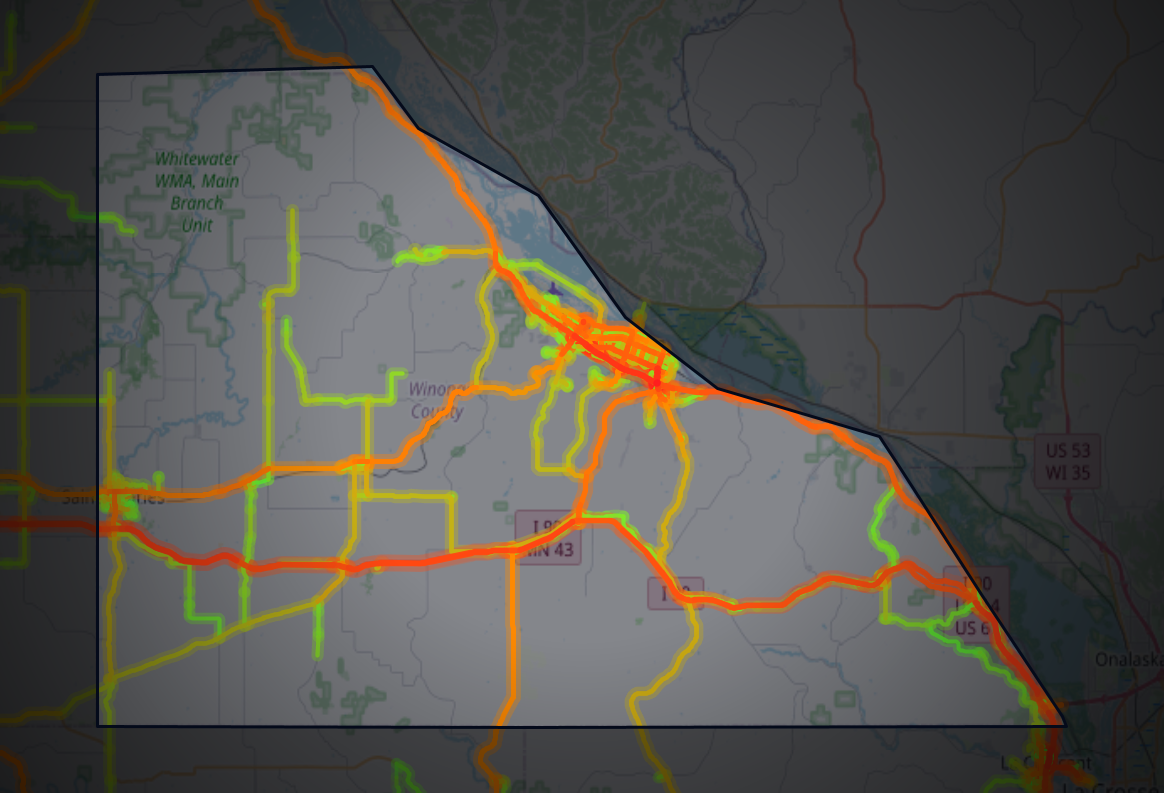 Traffic map of Winona, Minnesota