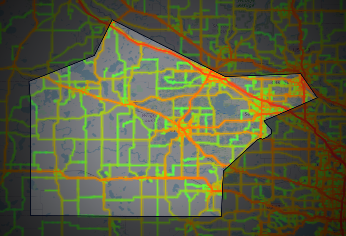 Traffic map of Wright, Minnesota
