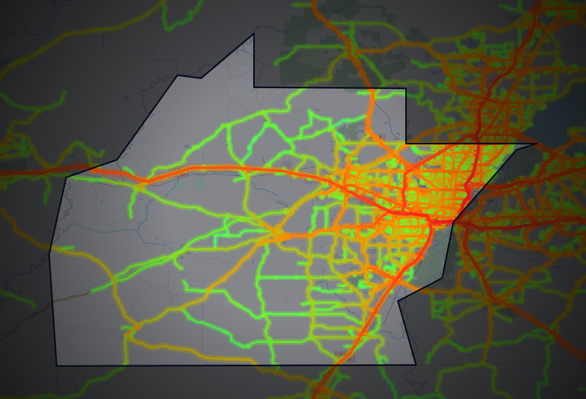 Traffic map of Hinds, Mississippi