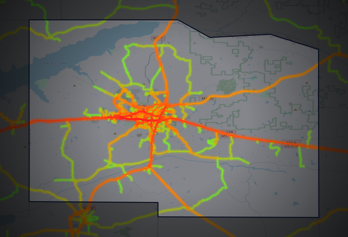 Traffic map of Lafayette, Mississippi