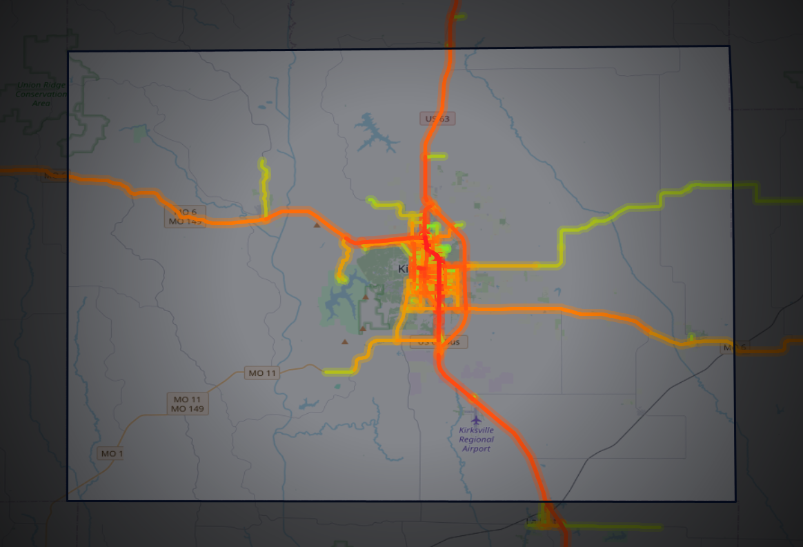 Traffic map of Adair, Missouri