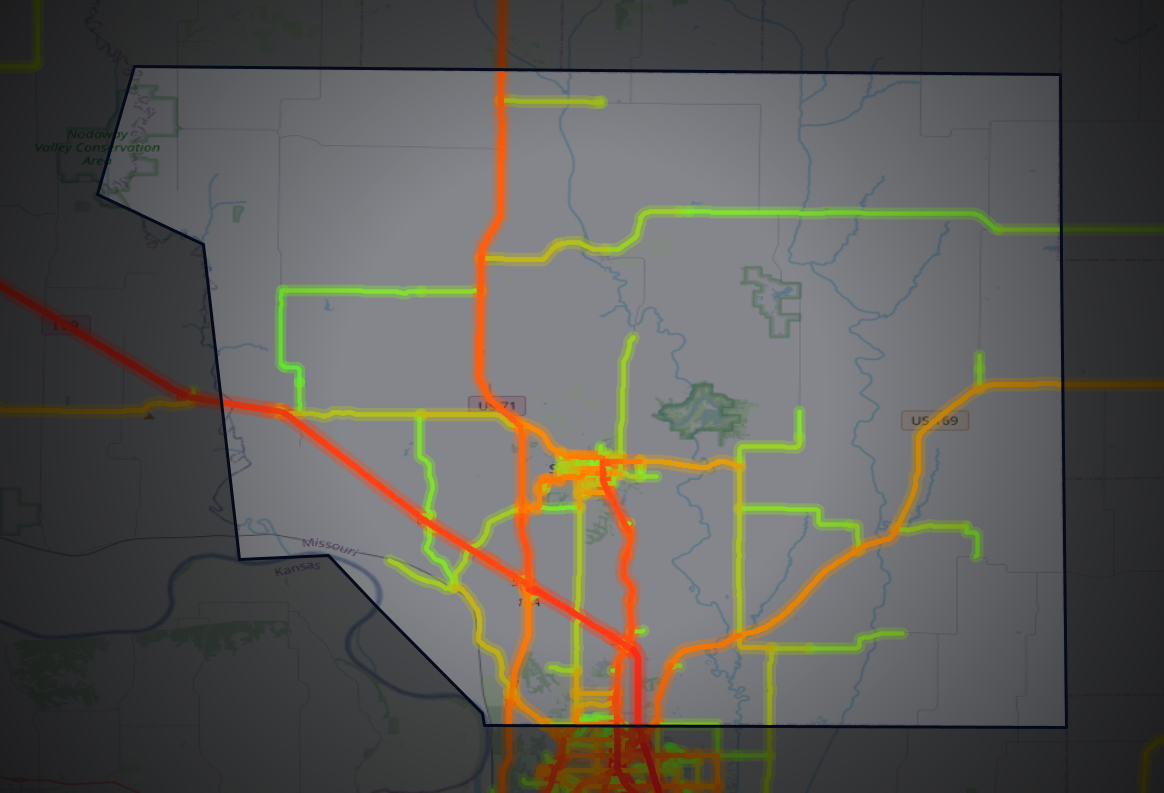 Traffic map of Andrew, Missouri