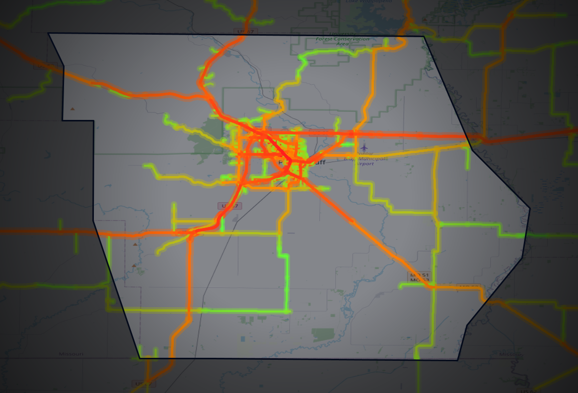 Traffic map of Butler, Missouri