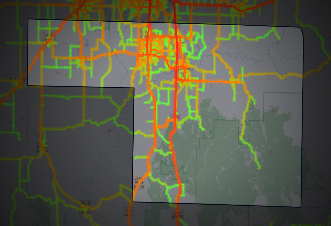Traffic map of Christian, Missouri