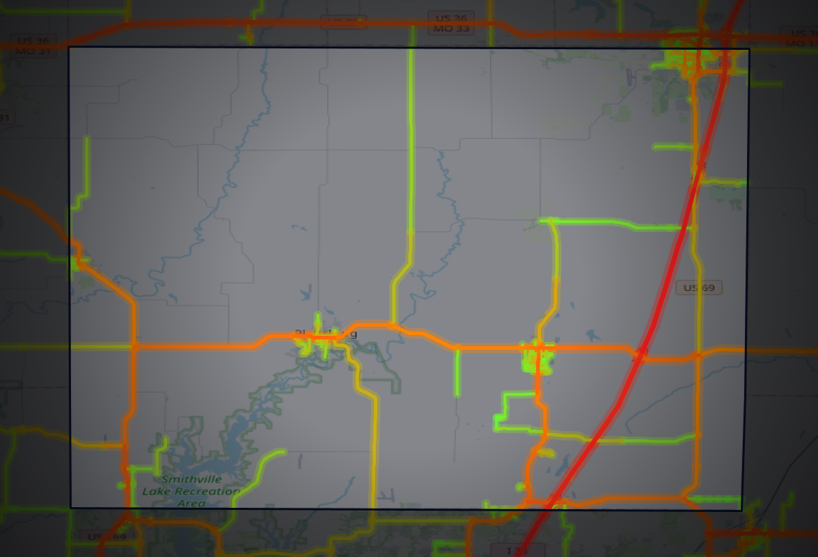 Traffic map of Clinton, Missouri