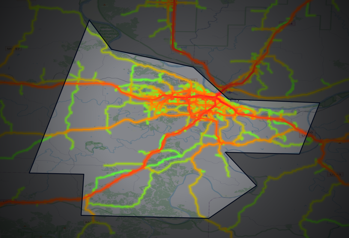 Traffic map of Cole, Missouri