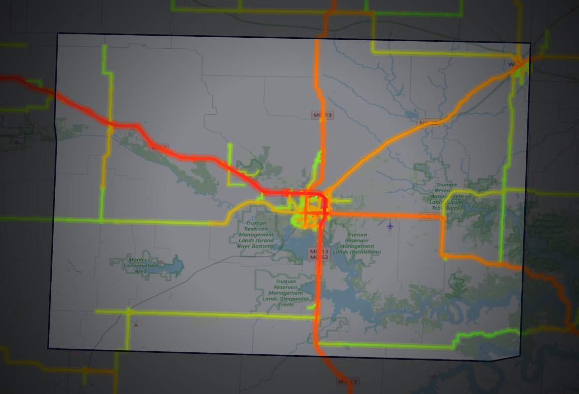 Traffic map of Henry, Missouri