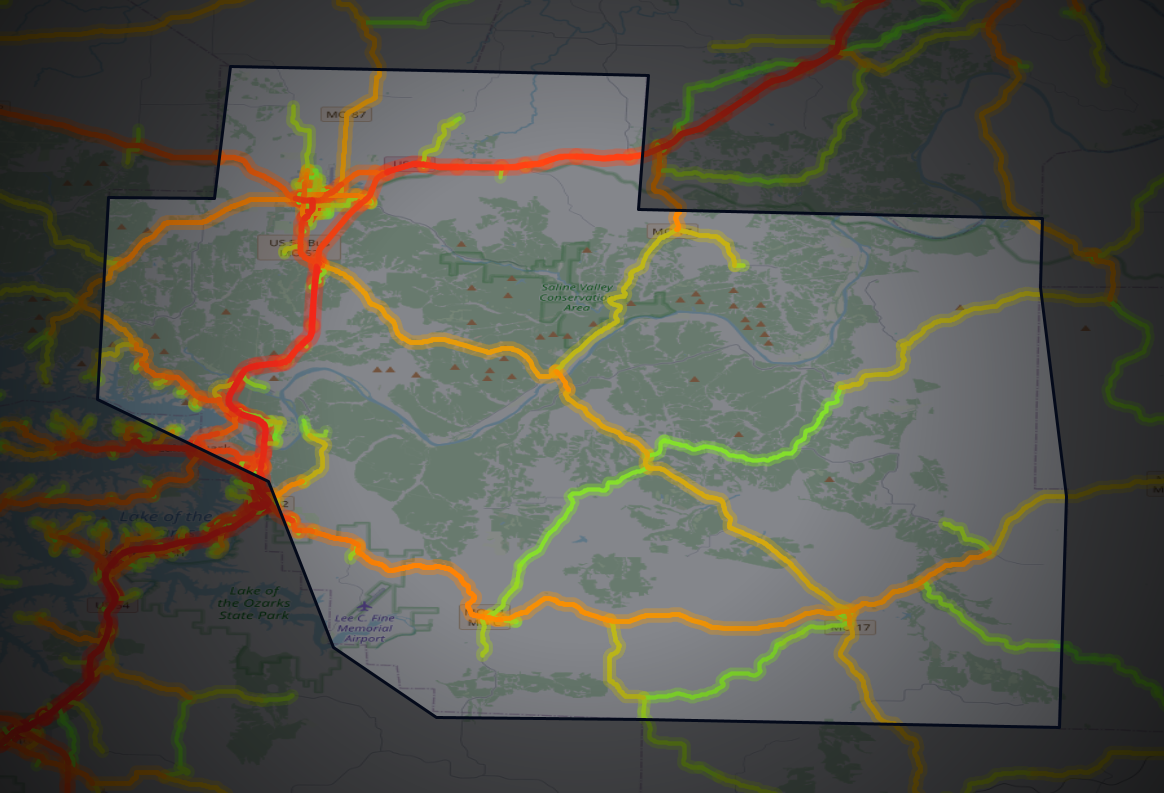 Traffic map of Miller, Missouri