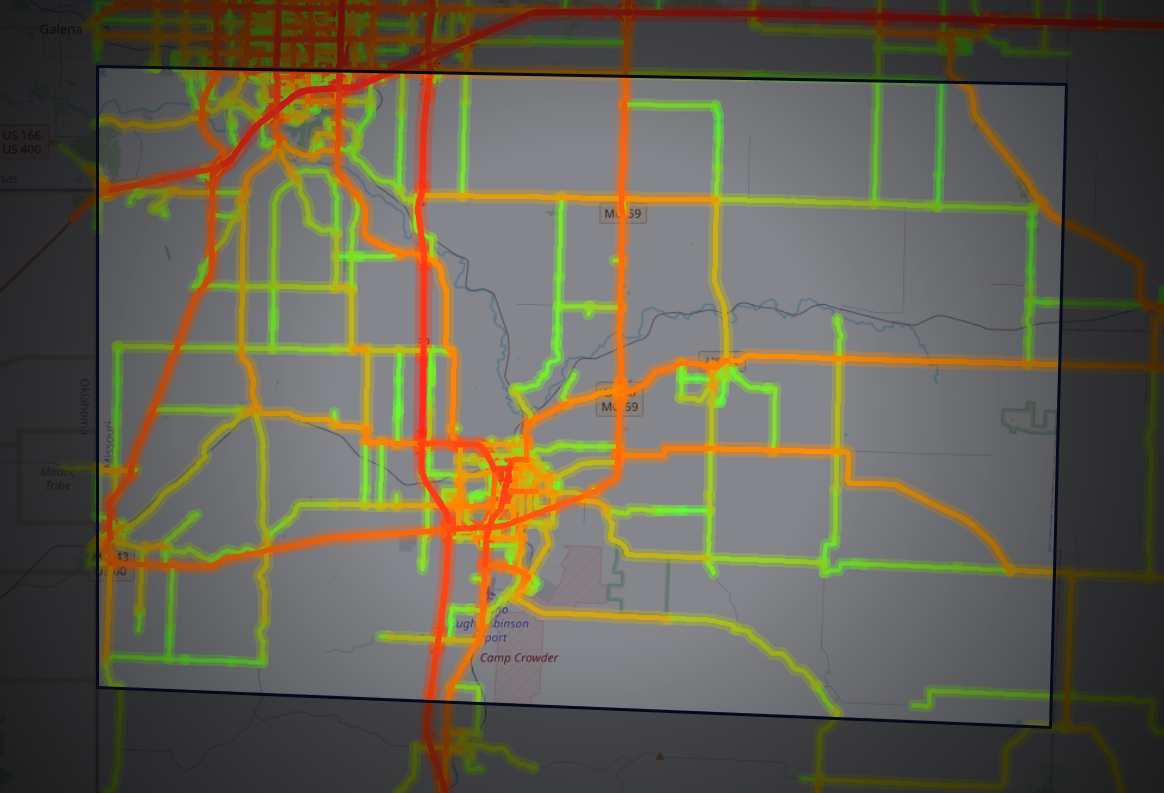 Traffic map of Newton, Missouri