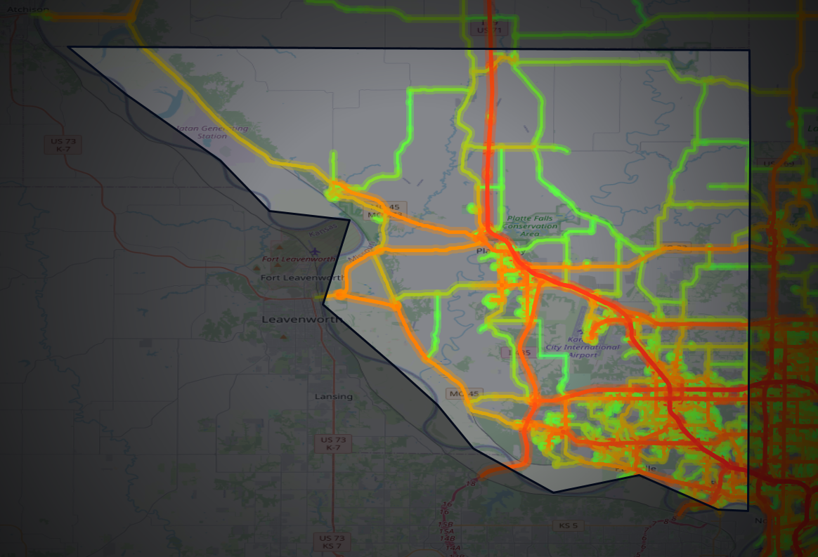 Traffic map of Platte, Missouri