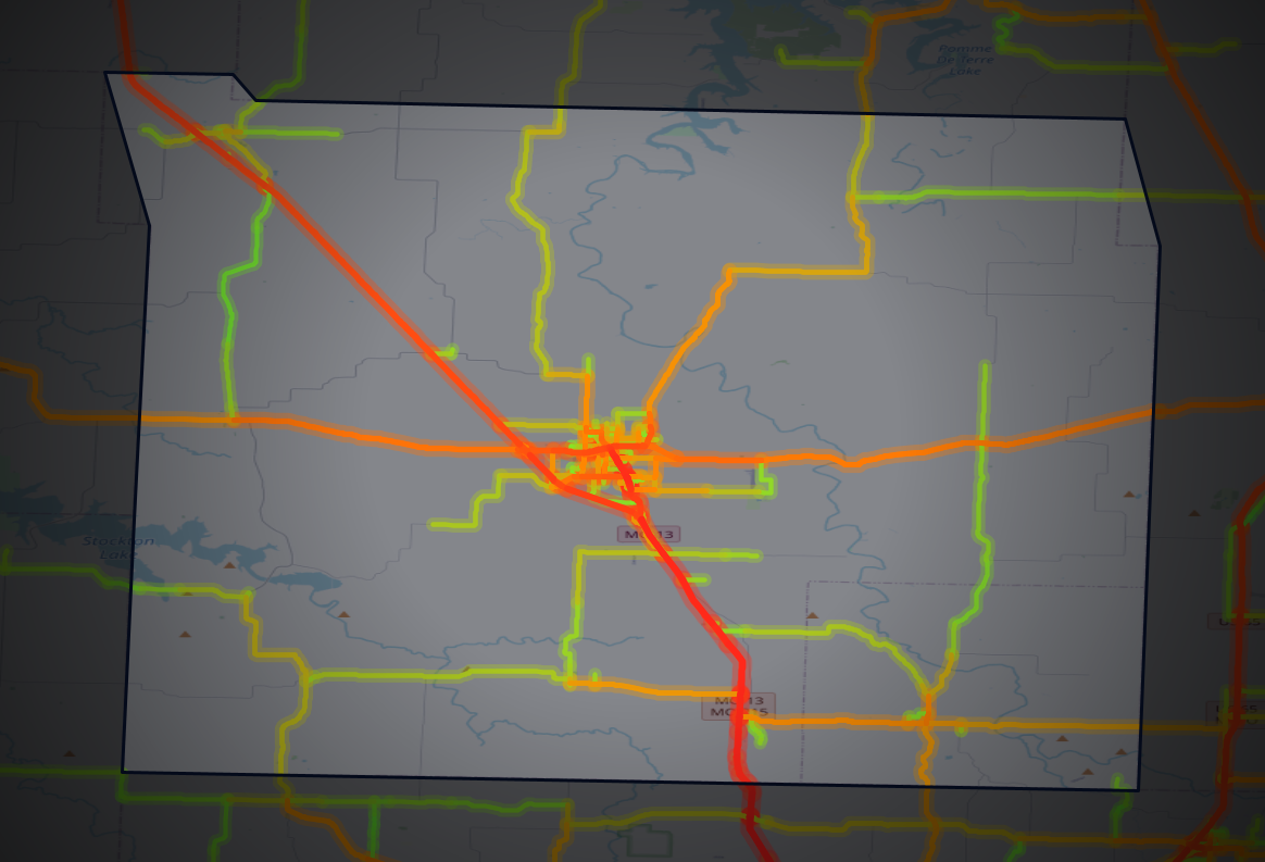 Traffic map of Polk, Missouri