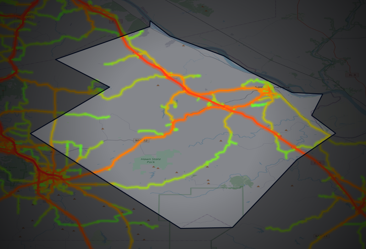 Traffic map of Ste. Genevieve, Missouri