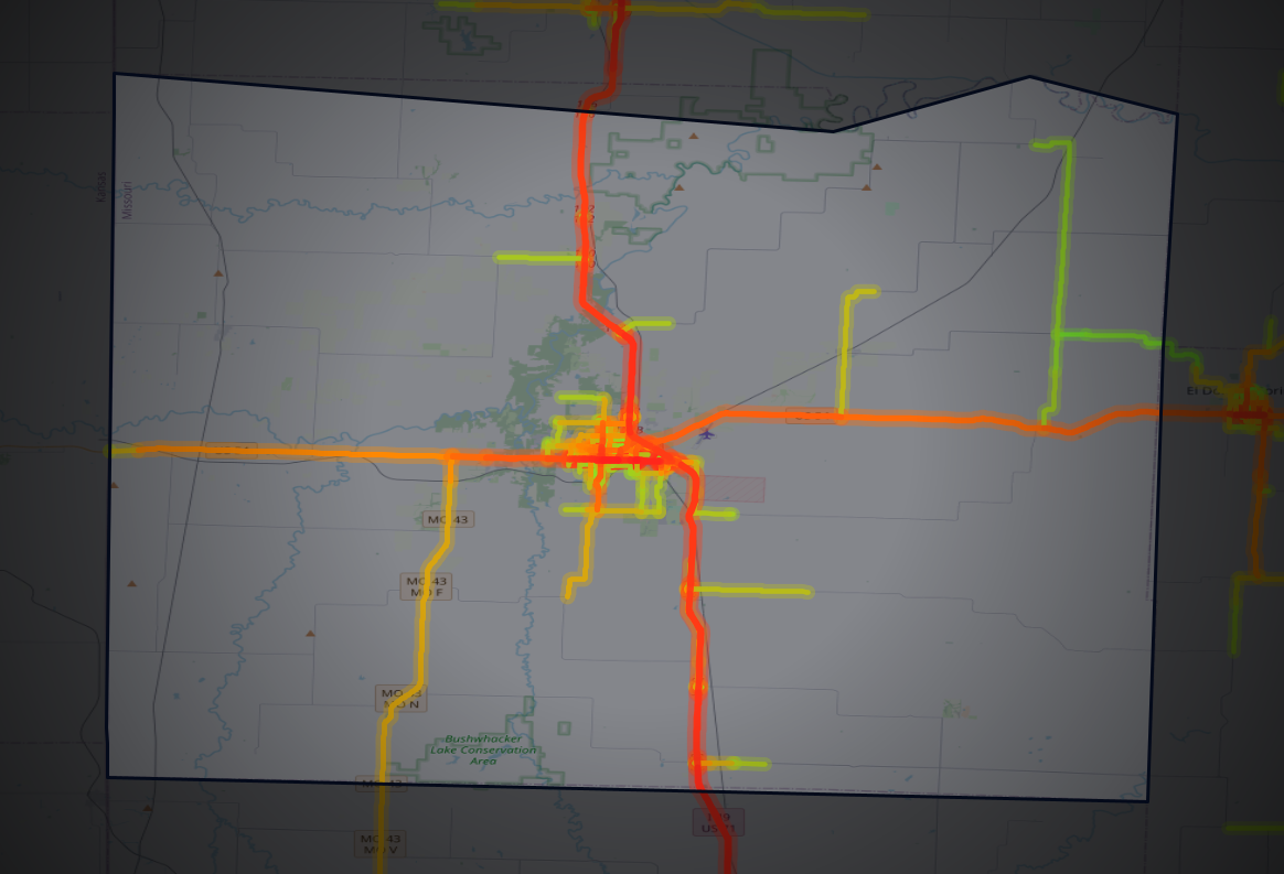 Traffic map of Vernon, Missouri